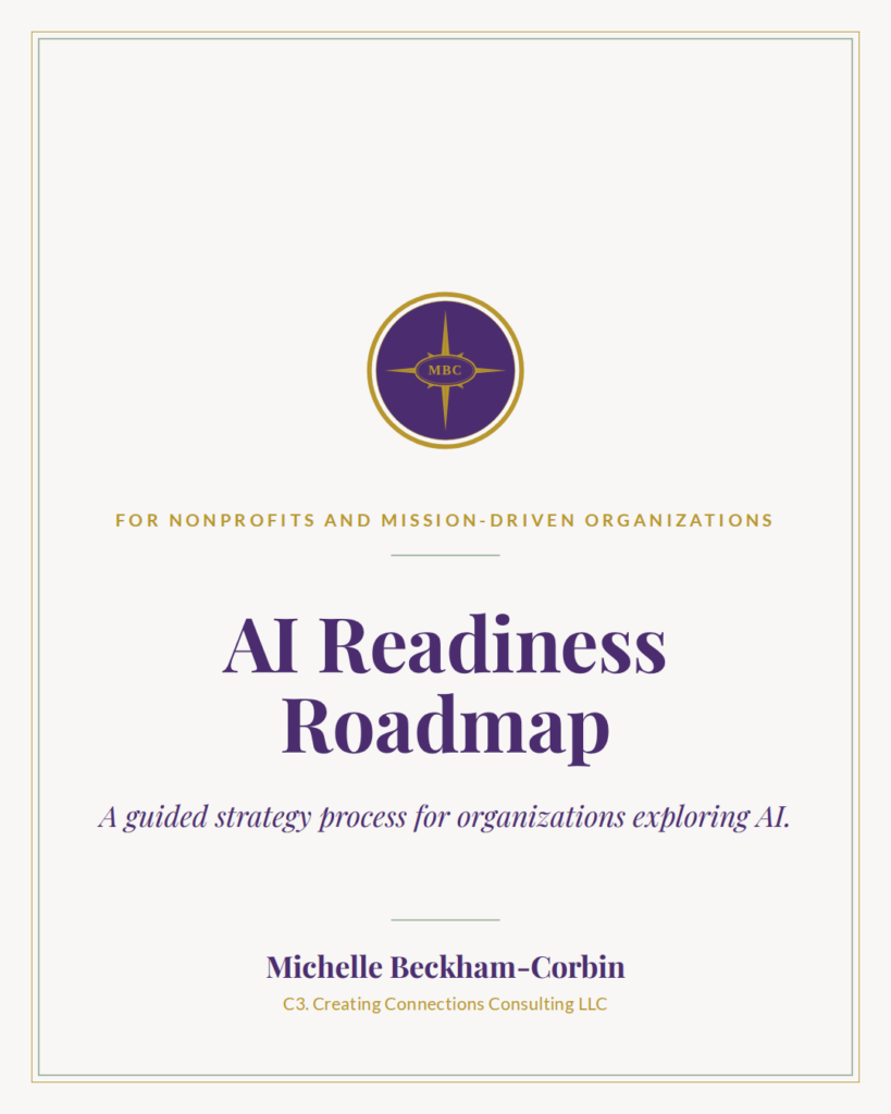 Cover of the customized 90-Day AI Readiness Roadmap produced for each client by Michelle Beckham-Corbin.